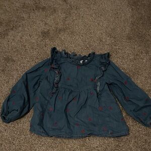 Primark Kids Blue Blouse with Red Hearts